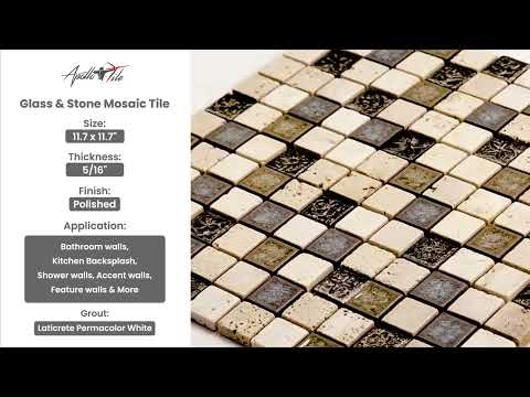 5 pack Beige 11.7 in. x 11.7 in. Square Polished Glass and Stone Mosaic Tile (4.75 sq ft/case)