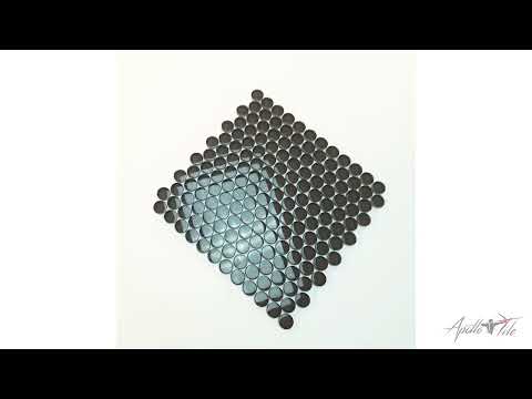 5 pack Ash Gray 12-in x 12-in Penny Round Polished Glass Mosaic Tile (5 Sq ft/case) - Sample