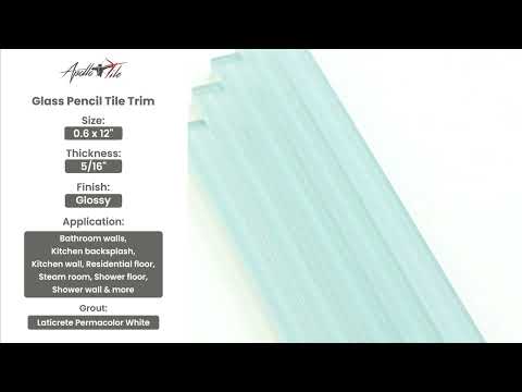 Blizzard Blue 0.5x12 Glossy Glass Pencil Tile Trim (10 pack, 0.5 sq ft/case) - Sample