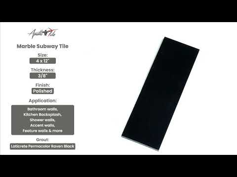 Eastern Black 4x12 Polished Subway Marble Tile (25 Cases, 125 sqft/Pallet)