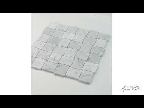 5 pack White 10.9 in. x 10.9 in. Polished and Etched Marble Mosaic Tile (4.13 sq. ft./Case)