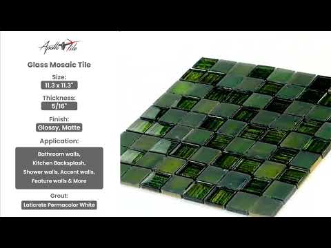 5 pack Emerald Green 11.3 in. x 11.3 in. Polished and Matte Finished Glass Mosaic Tile (4.43 sq ft/case)