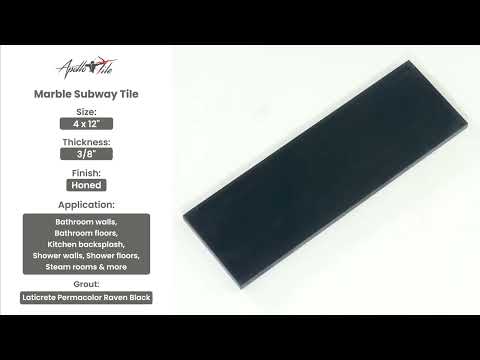 Black 4x12 Honed Subway Marble Tile (15 pack, 5 sq ft/case) - Sample