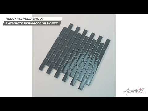 Coin Gray 12x12 Glossy Brick Glass Mosaic Tile (5 pack, 4.92 sq ft/case) - Sample