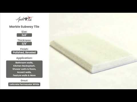 White 3x6 Marble Polished Beveled Subway Tile (40 pack, 5 sq ft/case) - Sample