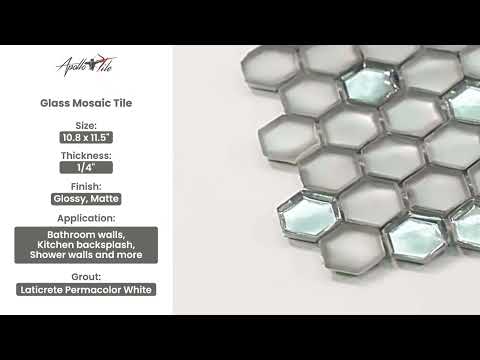 Silver 11x11 Glossy Matte Hexagon Glass Mosaic Tile (10 pack, 8.63 sq ft/case) - Sample
