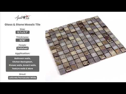 5 pack Beige and Gray 11.7 in. x 11.7 in. Square Polished Glass and Stone Mosaic Tile (4.75 sq ft/case)