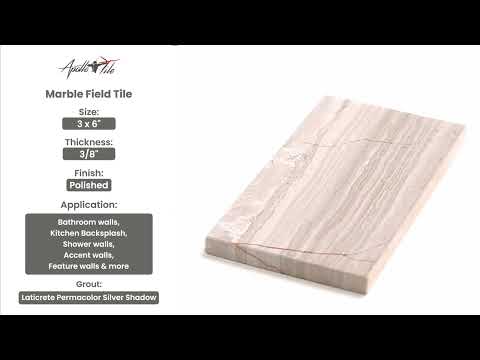 Cloud Gray 3x6 Polished Subway Marble Tile (40 pack, 5 sq ft/case)