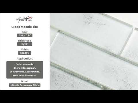 Light Gray 12x12 Brick Glossy Glass Mosaic Tile (5 pack, 4.83 sq ft/case) - Sample