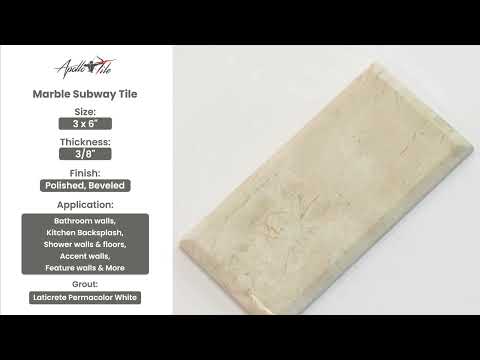 Beige 3x6 Polished Beveled Subway Marble Tile (40 pack, 5 sq ft/case) - Sample