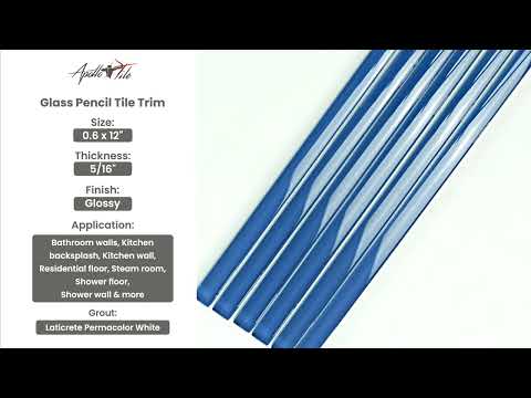 Cerulean Blue 0.5x12 Glossy Glass Pencil Tile Trim (10 pack, 0.5 sq ft/case) - Sample