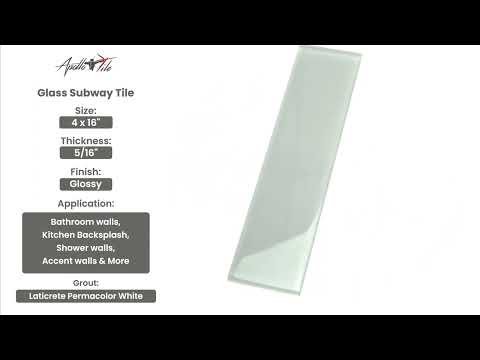 Gray 4x16 Subway Glossy Glass Tile (12 pack, 5.33 sq ft/case) - Sample