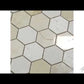 5 pack Beige 11.8 in. x 12 in. Hexagon Marble Polished and Etched Mosaic Floor and Wall Tile (4.92 sq. ft./Case)