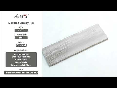 Cloud Gray 4x12 Polished Subway Marble Tile (15 pack, 5 sq ft/case) - Sample