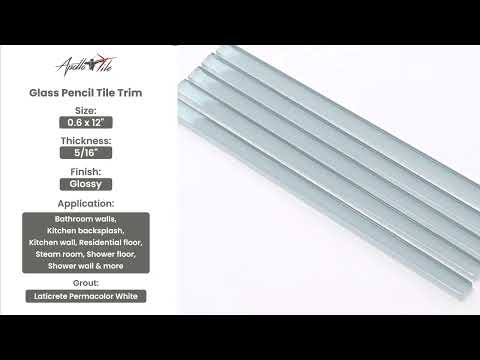 Gray 0.5x12 Glass Glossy Pencil Tile Trim (10 pack, 0.5 sq ft/case) - Sample