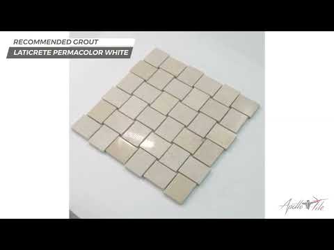 5 pack Beige 10.9 in. x 10.9 in. Polished and Etched Marble Mosaic Floor and Wall Tile (4.13 sq ft/case)