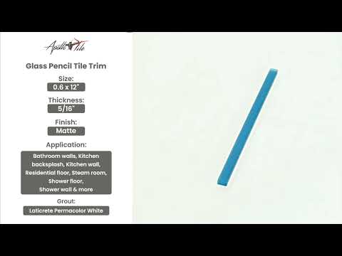 Cerulean Blue 0.5x12 Matte Glass Pencil Tile Trim (10 pack, 0.5 sq ft/case) - Sample