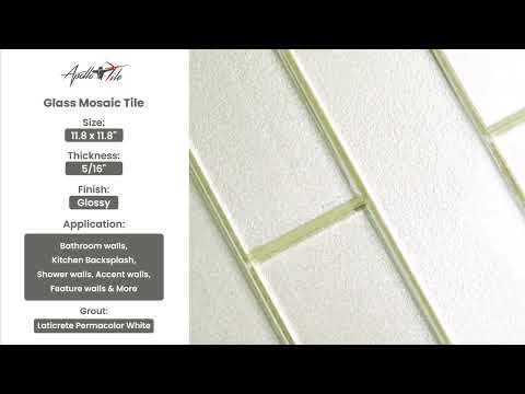 Chiffon White 12x12 Glossy Brick Glass Mosaic Tile (5 pack, 4.83 sq ft/case) - Sample