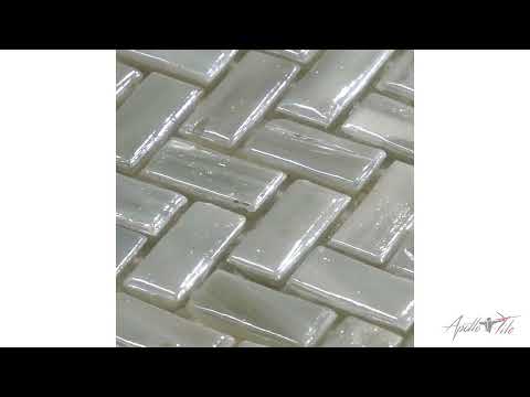 10 pack Beige 11.8 in. x 11.9 in. Herringbone Polished Glass Mosaic Floor and Wall Tile (9.75 sq ft/case)