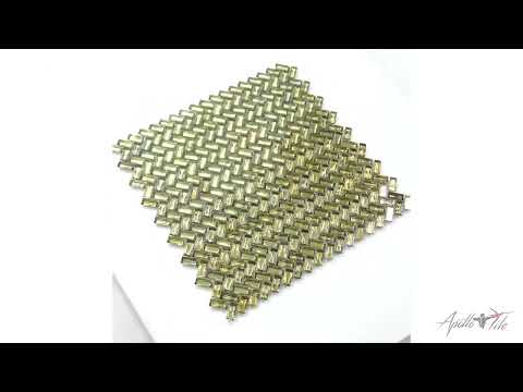 Gold 11.8 in. x 11.9 in. Herringbone Polished Glass Mosaic Floor and Wall Tile (6 Cases, 58.50 sq ft/Pallet)