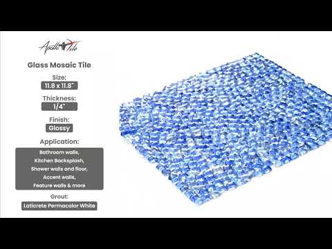 Blue 12x12 Glossy Multi-shaped Glass Mosaic Tile (5 pack, 4.83 sq ft/case) - Sample