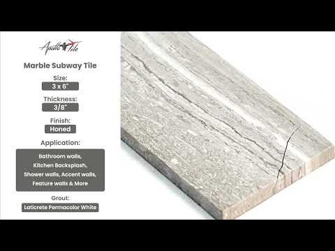 Cloud Gray 3x6 Honed Subway Marble Tile (40 pack, 5 sq ft/case)