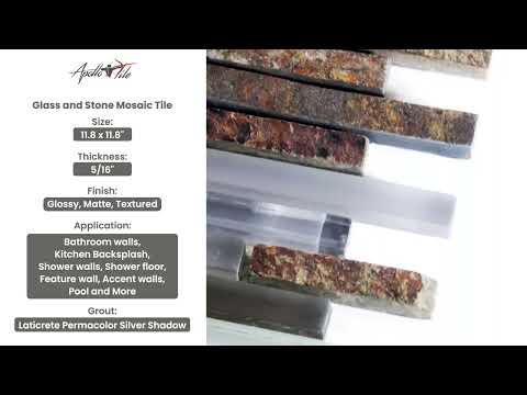 Gray Brown 12x12 Glossy Matte Textured Brick Glass Stone Mosaic Tile (5 pack, 4.83 sq ft/case) - Sample