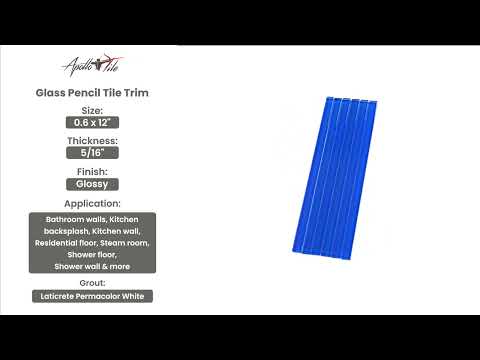 Cobalt Blue 0.5x12 Glossy Glass Pencil Tile Trim (10 pack, 0.5 sq ft/case) - Sample