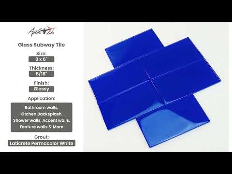 40 pack Cobalt Blue 3 in. x 6 in. Polished Glass Mosaic Tile (5 sq ft/case) - Sample