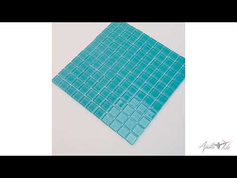 10 pack Sky Blue 11.8 in. x 11.8 in. 1 in. x 1 in. Polished Glass Mosaic Tile (9.67 sq ft/case)