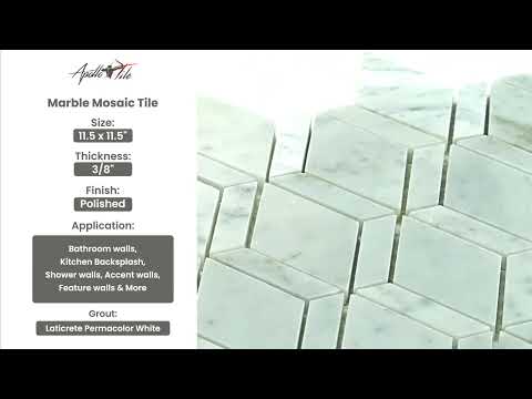 Pearl White 12x12 Polished Diamond Marble Mosaic Tile (5 pack, 4.59 sq ft/case) - Sample