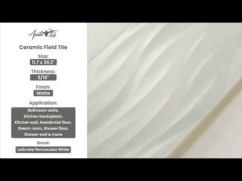 5 pack White 11.7-in W x 39.2-in L Matte Ceramic Wall and Floor Deco Tile (15.93 Sq ft/case) - Sample