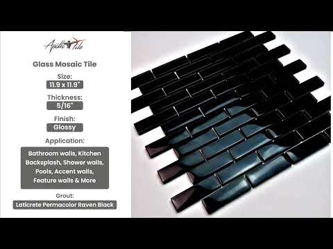Black 12x12 Glossy Brick Glass Mosaic Tile (22 Cases, 108.24 sq ft/Pallet)