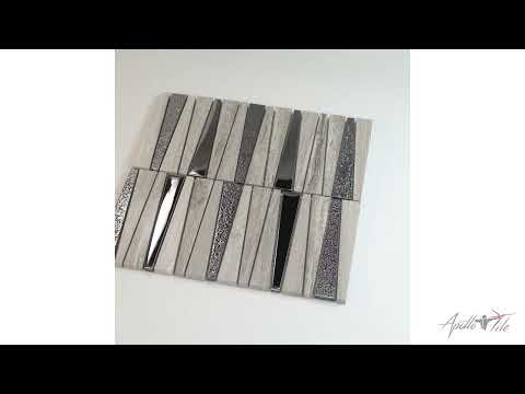 Gray 12x12 Polished Textured Trapezium Glass Stone Mosaic Tile (5 pack, 4.83 sq ft/case) - Sample