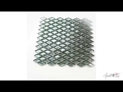 10 pack Silver 10.8 in. x 11.4 in. Diamond Glossy Glass Mosaic Floor and Wall Tile (8.55 sq ft/case) - Sample