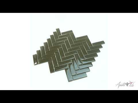 Ash Gray 11x13 Glossy Herringbone Glass Mosaic Tile (5 pack, 4.8125 sq ft/case) - Sample