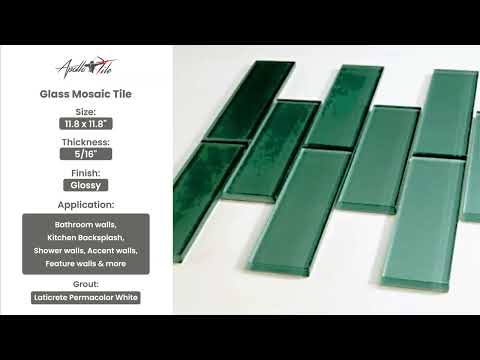 Ocean Blue 12x12 Glossy Brick Glass Mosaic Tile (5 pack, 4.83 sq ft/case) - Sample