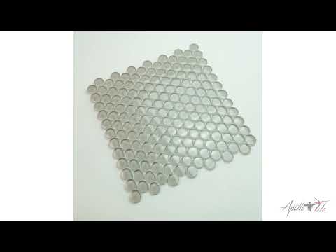 Beige 12x12 Glossy Penny Round Glass Mosaic Tile (5 pack, 5 sq ft/case) - Sample