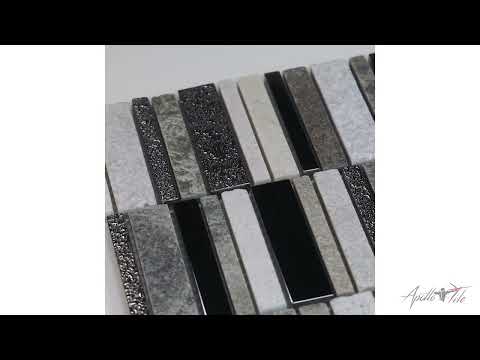 Brown Gray 12x12 Brick Polished Textured Glass Stone Mosaic Tile (5 pack, 4.83 sq ft/case) - Sample
