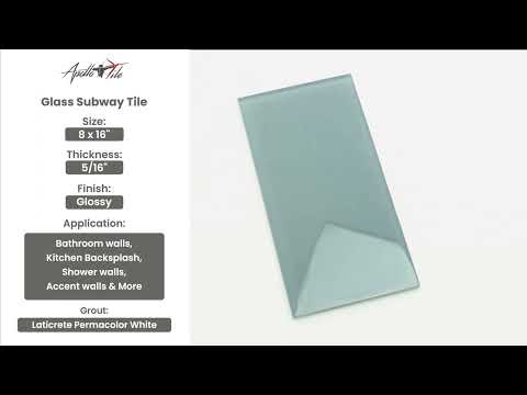 15 pack Light Gray 8-in. x 16-in. Subway Polished Glass Floor and Wall Tile (13.33 Sq ft/case)