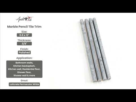 10 pack Cloud Gray 0.6-in W x 12-in L best Marble Polished Pencil Liner Tile Trim (0.5 Sq ft/case)