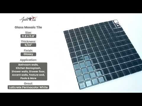 10 pack Coin Gray 11.8 in. x 11.8 in. 1 in. x 1 in. Polished Glass Mosaic Tile (9.67 sq. ft./Case)