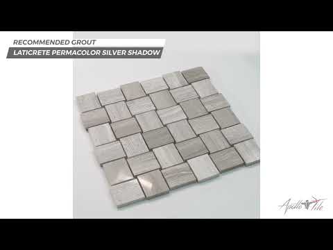 Gray 11x11 Polished Etched Brick Marble Mosaic Tile (5 pack, 4.13 sq ft/case) - Sample