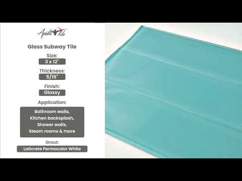 20 pack Sky Blue 3 in. x 12 in. Polished Glass Subway Floor and Wall Tile (5 sq. ft./Case)
