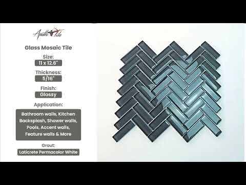 5 pack Coin Gray 11 in. x 12.6 in. Herringbone Polished Glass Mosaic Tile (4.81 sq ft/case) - Sample