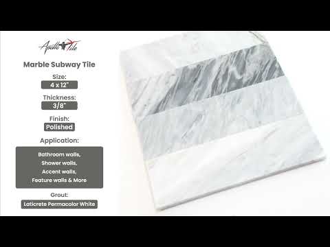 Gray 4x12 Polished Subway Marble Tile (15 pack, 5 sq ft/case) - Sample