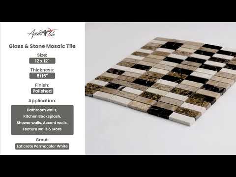 Beige Brown 12x12 Polished Brick Marble Mosaic Tile (5 pack, 5 sq ft/case) - Sample