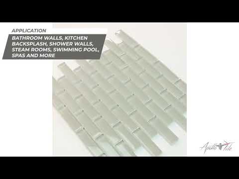 Light Taupe Beige 12x12 Glossy Brick Glass Mosaic Tile (5 pack, 4.92 sq ft/case) - Sample