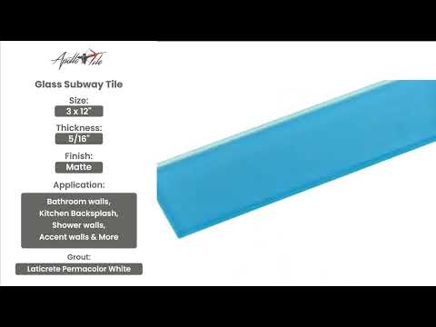 20 pack Cerulean Blue 3-in. x 12-in. Matte Finished Glass Subway Floor and Wall Tile (5 Sq ft/case) - Sample