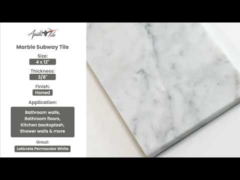 White 4x12 Subway Honed Marble Tile (15 pack, 5 sq ft/case) - Sample